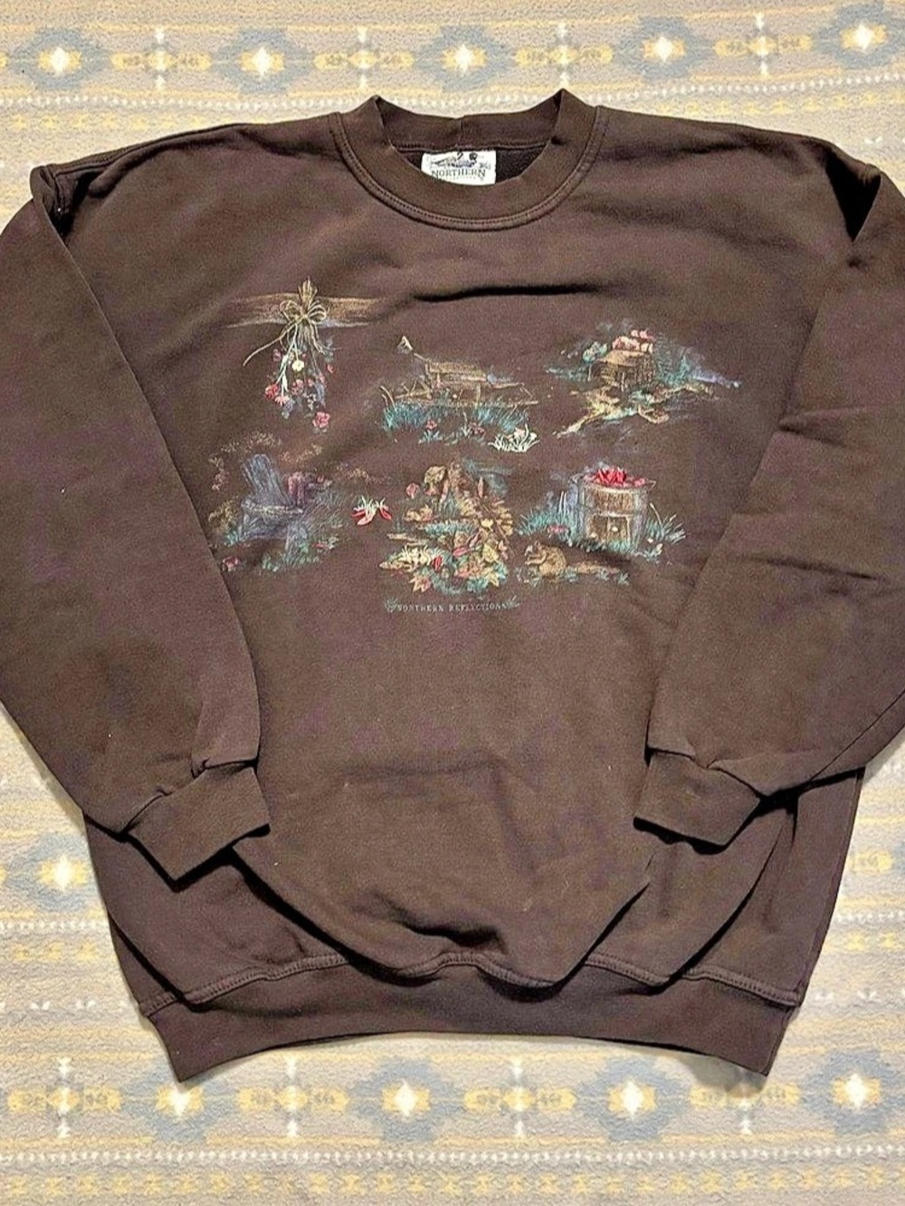 Noren Collections Brown Graphic Long Sleeve Top